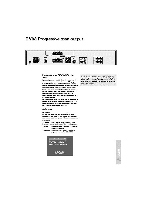 ARCAM DiVA DV88 Prog Scan