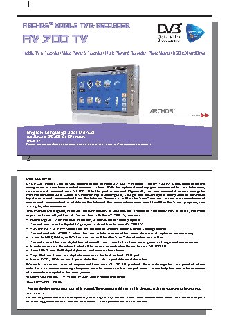 ARCHOS Mobile DVR AV 700 TV