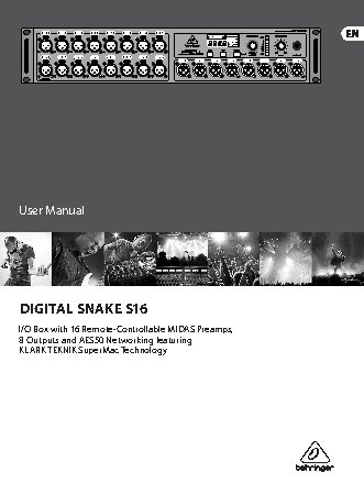 BEHRINGER DIGITAL SNAKE S16