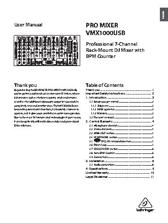 BEHRINGER PRO MIXER VMX1000USB