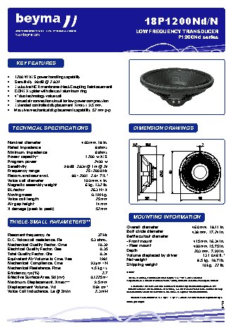 BEYMA 18P1200Nd/N