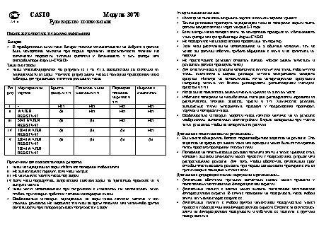 CASIO по модулю 3070