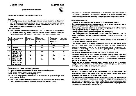 CASIO по модулю 4726