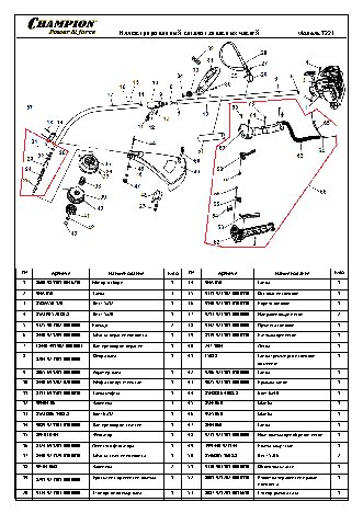 CHAMPION T221 - деталировка
