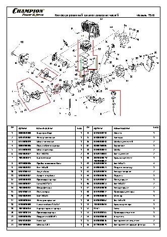 CHAMPION T516 - деталировка