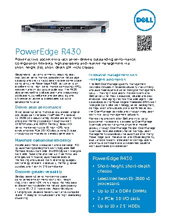 DELL PowerEdge R430 1U/1xE5-2609v3/1x8Gb RDIMM(2133)/H330 (210-ADLO-02)