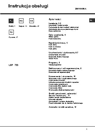 HOTPOINT-ARISTON LSP 733 A X