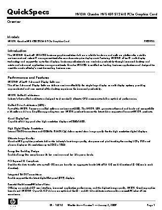 HP NVIDIA Quadro NVS 450 512MB (FH519AA)