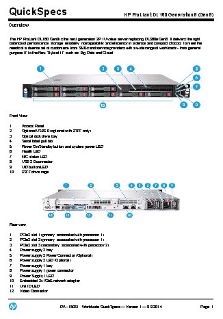 HP Proliant DL160 Gen9 Hot Plug Rack(1U)/Xeon6C E5-2603v3 1.6GHz(15Mb)/1x8GbR1D_2133/H240 (769504-B21)