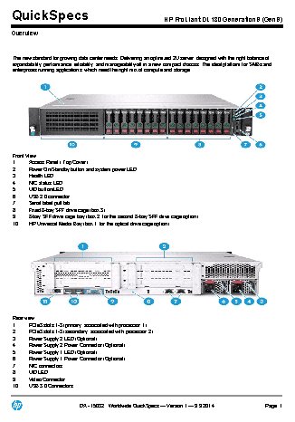 HP Proliant DL180 Gen9 Rack(2U)Hot Plug /Xeon6C E5-2603v3 1.6GHz(15Mb)/1x8GbR1D_2133/B140i (778453-B21)