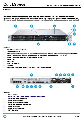 HP Proliant DL360 Gen9 Rack(1U)/Xeon6C E5-2603v3 1.6GHz(15Mb)/1x8GbR1D_2133/H240ar (755261-B21)