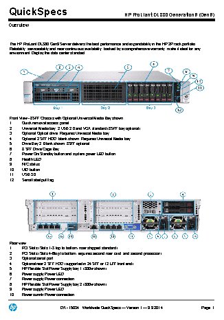 HP Proliant DL380 Gen9 Rack(2U)/Xeon6C E5-2620v3 2.4GHz(15MB)/1x16GbR2D_2133/P440ar (752687-B21)
