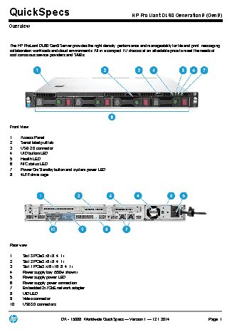 HP Proliant DL60 Gen9 Hot Plug Rack(1U)/Xeon6C E5-2609v3 1.9GHz(15Mb)/1x8GbR1D 2133/B140i (785836-B21)
