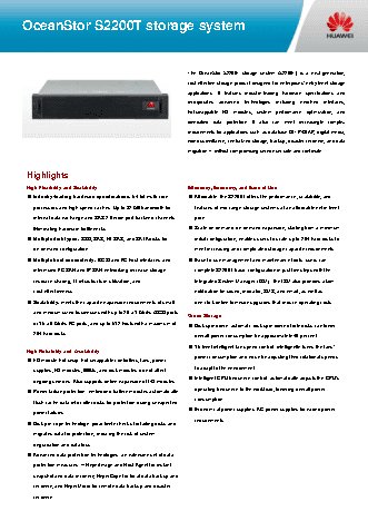 HUAWEI OceanStor S2200T 2U, LFF, 12 Slots, Dual Contr, 8GB Cache, 2x6xGE iSCSI RJ-45 (0235G7R9)