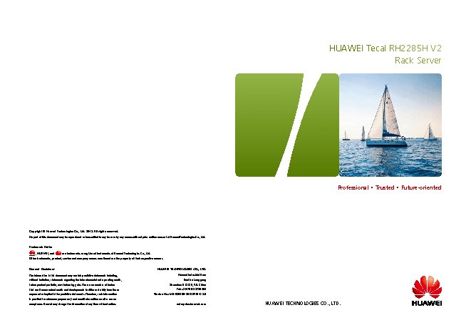 HUAWEI Tecal RH2285H V2 E5-2420v2 Rack(2U)/1xXeon6C 2.2GHz(15MB)/1x8GbR2D_1600/wFBWC1Gb (02310YRG)