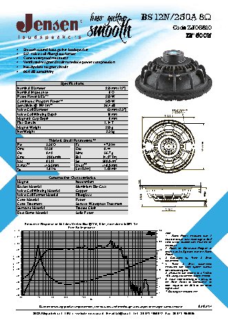 JENSEN LOUDSPEAKERS BS12N/250 A 8 Ohm