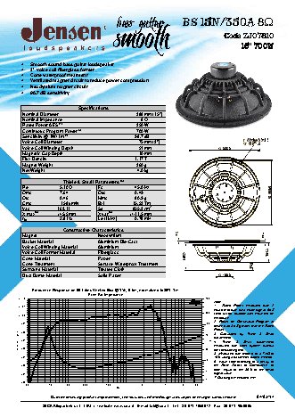 JENSEN LOUDSPEAKERS BS15N/350 A 8 Ohm