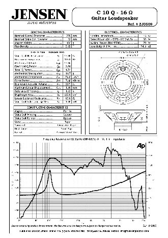 JENSEN LOUDSPEAKERS C10Q (16 Ohm)