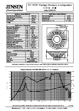 JENSEN LOUDSPEAKERS C10R (16 Ohm)