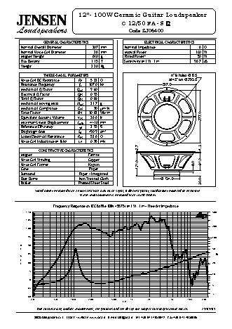 JENSEN LOUDSPEAKERS C12/50FA