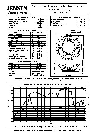 JENSEN LOUDSPEAKERS C12/70EL (8 Ohm)