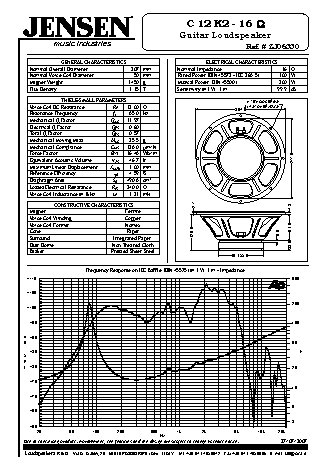 JENSEN LOUDSPEAKERS C12K2 (16 Ohm)