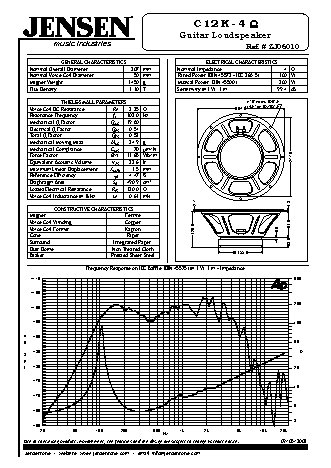 JENSEN LOUDSPEAKERS C12K (4 Ohm)