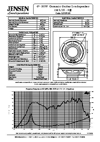 JENSEN LOUDSPEAKERS CH6/15