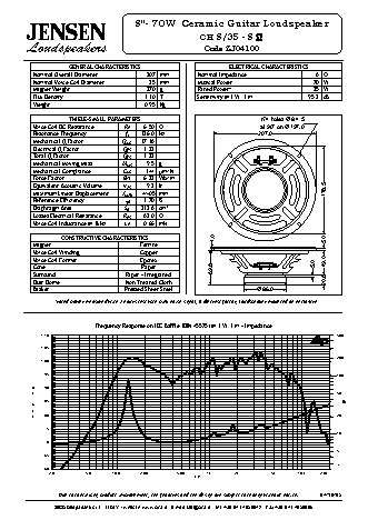 JENSEN LOUDSPEAKERS CH8/35 (8 Ohm)