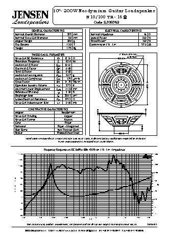 JENSEN LOUDSPEAKERS N10/100TR (8 Ohm)
