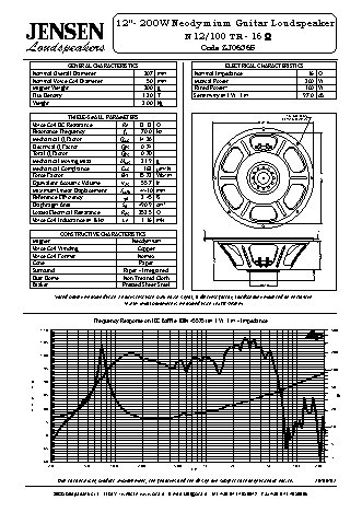 JENSEN LOUDSPEAKERS N12/100TR