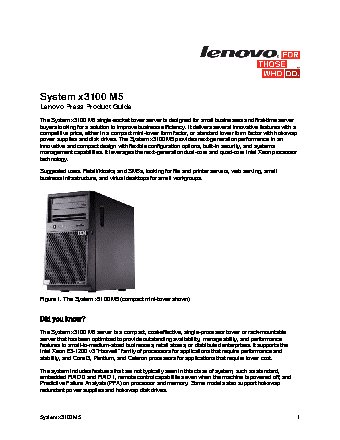 LENOVO-IBM Express x3100 M5, 1xXeon E3-1220v3 3.1GHz 8MB 4C 1600 (80W), 8GB DDR3 (5457EHG)