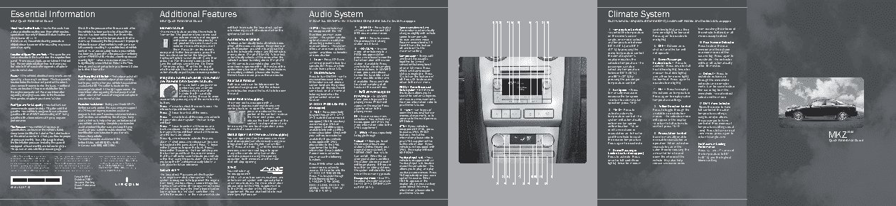 LINCOLN MKZ (2008) QRG