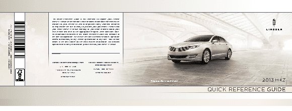 LINCOLN MKZ (2013) QRG