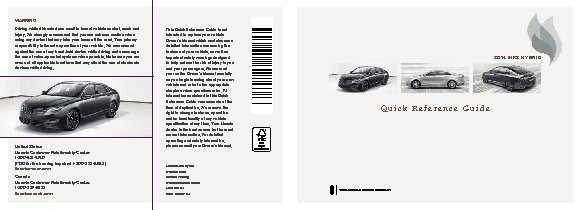 LINCOLN MKZ Hybrid (2014) QRG