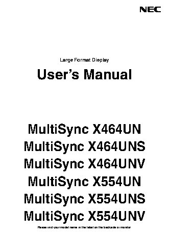 NEC MultiSync X554UNS
