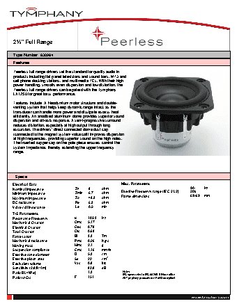 PEERLESS 2.5 8 Ohm 830984