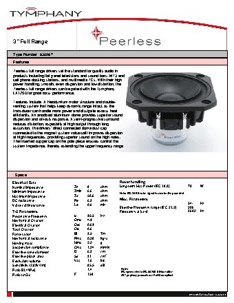 PEERLESS 3 8 Ohm 830987
