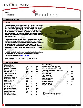 PEERLESS HDS 1 8 Ohm 810921