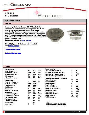 PEERLESS HDS PPB 4 8 Ohm 830870