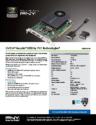 PNY nVidia Quadro 2000 1GB PCIE 2xDP DVI (VCQ2000V2-T)