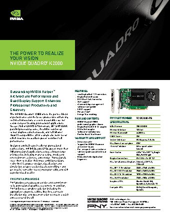 PNY Quadro K2000 2GB PCIE 2xDP DVI VCQK2000BLK-1