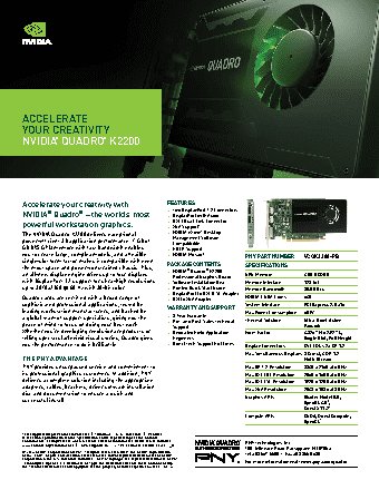 PNY Quadro K2200 4GB PCIE 2xDP DVI (VCQK2200BLK-1)