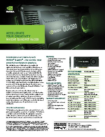 PNY Quadro K4200 4GB PCIE 2xDP DVI-I DVI-D 3D (VCQK4200BLK-1)