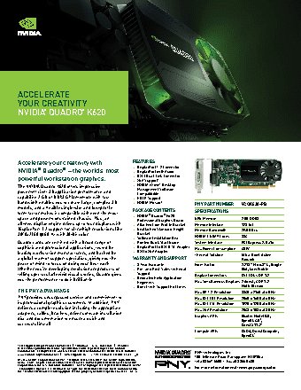 PNY Quadro K620 2GB PCIE DP DL DVI (VCQK620-PB)