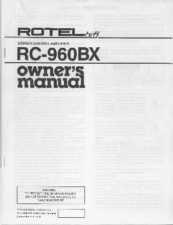 ROTEL RC960BX