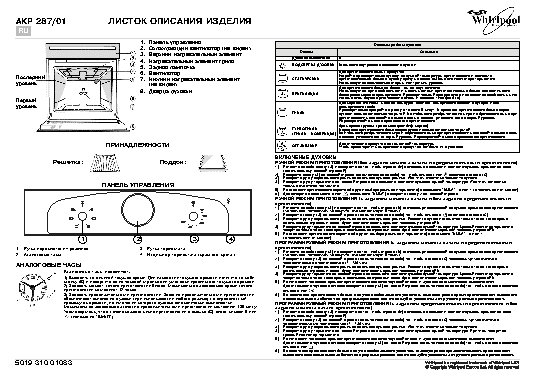 WHIRLPOOL AKP 287 AE