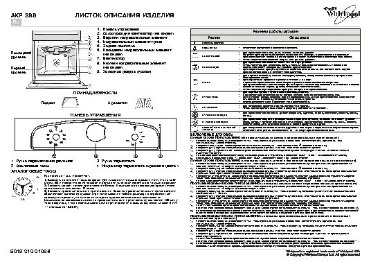 WHIRLPOOL AKP 288 NA