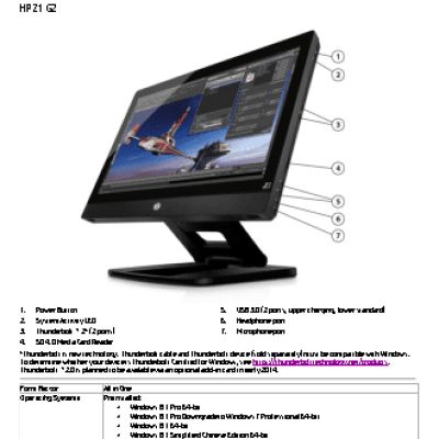 HP Z1 G2 Touch 27-inch LED backlit IPS Display, Xeon E3-1246v3, 8GB(2x4GB)DDR3-1866 ECC, 256GB SSD (G1X45EA)