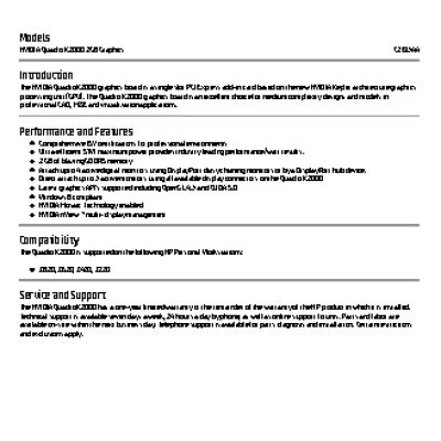 HP Quadro K2000 2GB PCIE 2xDP DVI (C2J93AA)